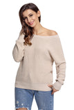 Women's Crew Neck Backless Knitted Pullover Cross Back Sweater