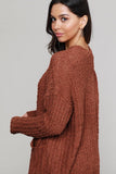 Women's Fuzzy Popcorn Oversized Sweater Coat Dusty Pebble Open Front Cardigan