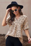 Chloe Animal Print V-neck Rolled Sleeve Tunic Top