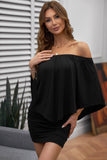 Robe Mini Poncho Noire Superposée à Plusieurs Pansements