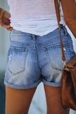 Cuffed High Rise Denim Shorts