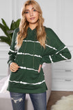 Sweat à capuche décontracté pour femmes Tie-dye Striped Drawstring Pullover Tops Chemises