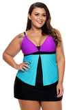 Womens Plus Size Swimsuit Halter Tankini Top Skort Bottom Swimsuit