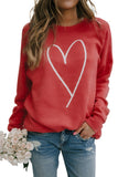 Heart Shape Print Long Sleeve Pullover Sweatshirt