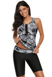 Womens Racerback Ombre Color Block Print Tankini Swimsuits
