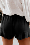 Solid Ruffle High Waisted Linen Shorts