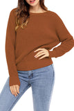 Women's Crew Neck Backless Knitted Pullover Cross Back Sweater