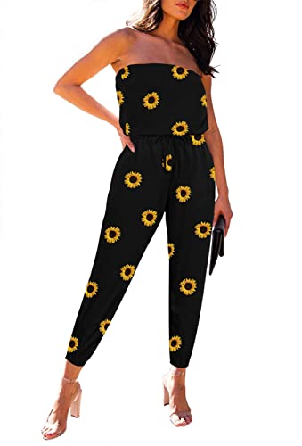 Womens Strapless Jumpsuit Casual Off Shoulder Tube One Piece Romper