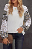 Beige Leopard Print Bubble Sleeve Top