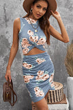 Women Summer Sleeveless Bodycon Tank Dress Tie Dye Cut Out Club Party Mini Dress