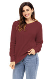 Women's Crew Neck Backless Knitted Pullover Cross Back Sweater