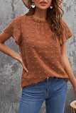 Womens Ruffled Sleeve Swiss Dot T-shirts