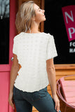 Swiss Dot Texture Short Sleeve Loose Fit Top
