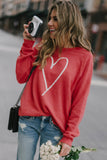 Heart Shape Print Long Sleeve Pullover Sweatshirt