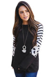 Striped Animal Print Colorblock Long Sleeve Top