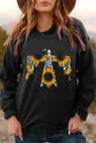 Western Sunflower Bird Graphic Black Sweatshirt