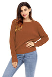 Women's Crew Neck Backless Knitted Pullover Cross Back Sweater