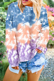 Femmes Color Block Casual Tops Tie Dye Pull Sweat