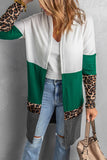 Chandails longs à devant ouvert pour femmes Outwear Cardigan en tricot léopard colorblock