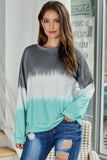 Women Color Block Casual Tops Tie Dye Pullover Sweatshirt