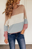 Multicolor Color Block Knitted Long Sleeve Top