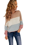 Multicolor Color Block Knitted Long Sleeve Top