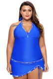 Womens Plus Size Swimsuit Halter Tankini Top and Skort Bottom Set Bathing Suits