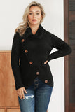 Women's Buttoned Wrap Sweater Turtleneck Sweater Jumper
