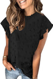 Womens Ruffled Sleeve Swiss Dot T-shirts