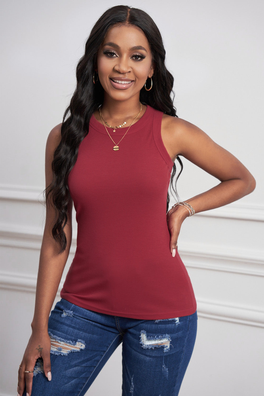 Sleeveless Tops For Women Ribbed Tank Top