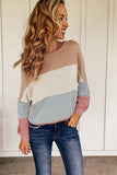 Multicolor Color Block Knitted Long Sleeve Top