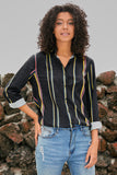 Chemise à manches longues rayée multicolore pour femme