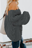 Women's Casual Oversized Loose V Neck Braided Cable Knit Pullover Sweater