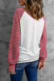 Print Patchwork Mesh Long Sleeve Top