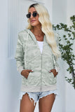 Women's Camo Print Full-Zip Hoodie Jacket with Pocket
