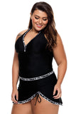 Womens Plus Size Swimsuit Halter Tankini Top and Skort Bottom Set Bathing Suits
