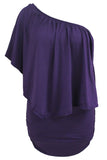Robe Mini Poncho Noire Superposée à Plusieurs Pansements