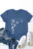 Crew Neck Dandelion Print T-shirt