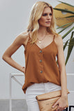 Spaghetti Strap Buttoned Tank Top