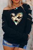 Black Sweatshirts for Women Crewneck Tops Long Sleeve Print Pullover Tops
