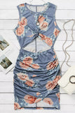 Women Summer Sleeveless Bodycon Tank Dress Tie Dye Cut Out Club Party Mini Dress