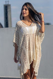 Women's Crochet Cover Up Half Sleeves Lace Knitted Tassel Tie Kimono Beachwear