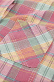 Drawstring Plaid Hooded Shirt Coat