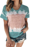 Womens Tie Dye Shirts Color Block T Shirt