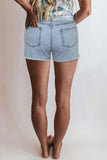 High Rise Destroyed Denim Shorts for Women