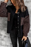 Womens Leopard Contrast Denim Jackets Boyfriend Oversized Blouses Tops