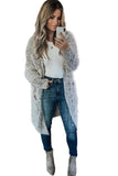 Women's Fuzzy Knit Cardigan Long Sleeve Plain Cardigan Pockets