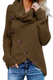 Women's Buttoned Wrap Sweater Turtleneck Sweater Jumper