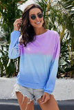 Women Color Block Casual Tops Tie Dye Pullover Sweatshirt