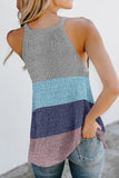 Knitted Tank Top Women's Color Block Striped Knit Top